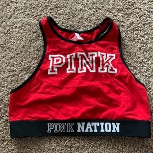 PINK sports bra, halter top, red, size medium